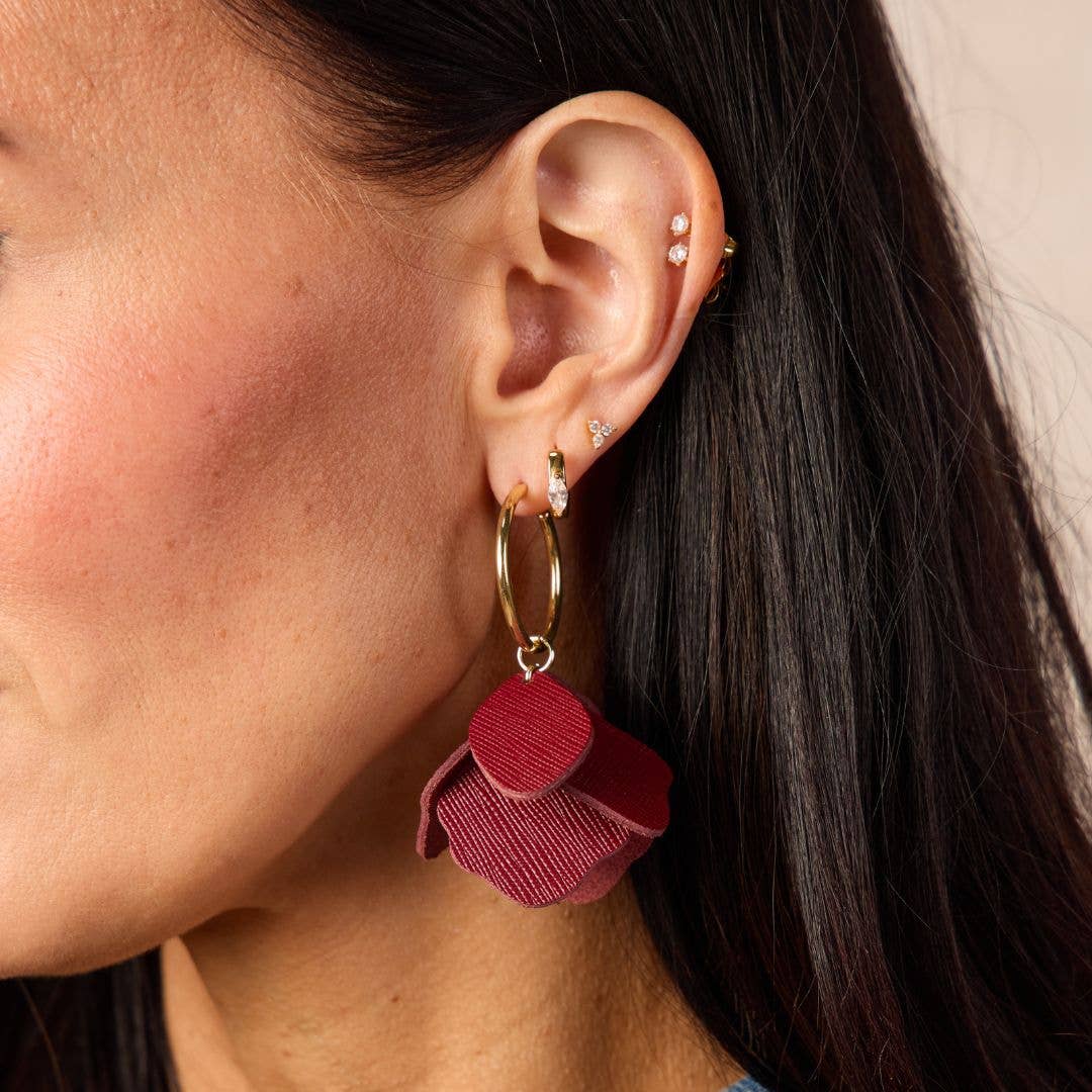 Merlot Margot Petal Hoop Earrings: Gold