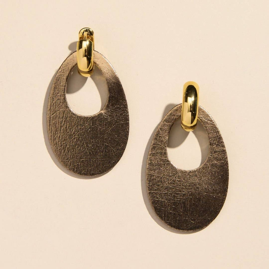 Vintage Bronze Olivia Leather Hoop Earrings: Gold