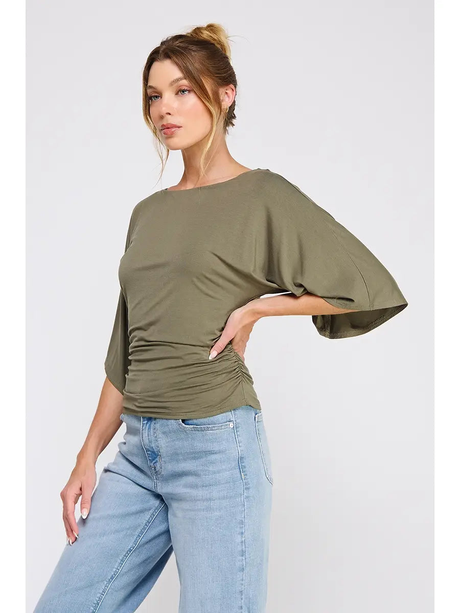 Angel Sleeve Cinch Side Top