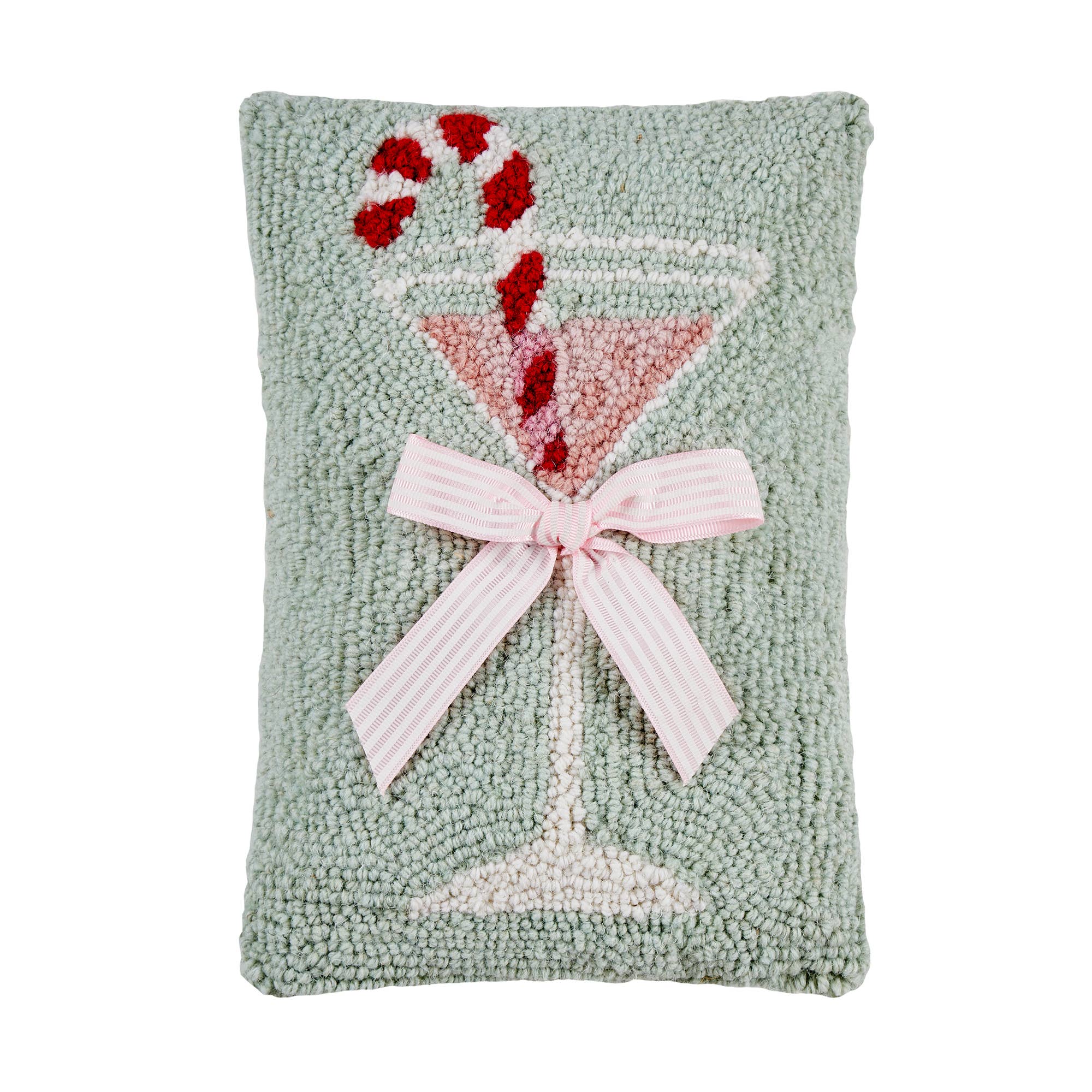 Gingham Bow Martini Glass Hook Pillow