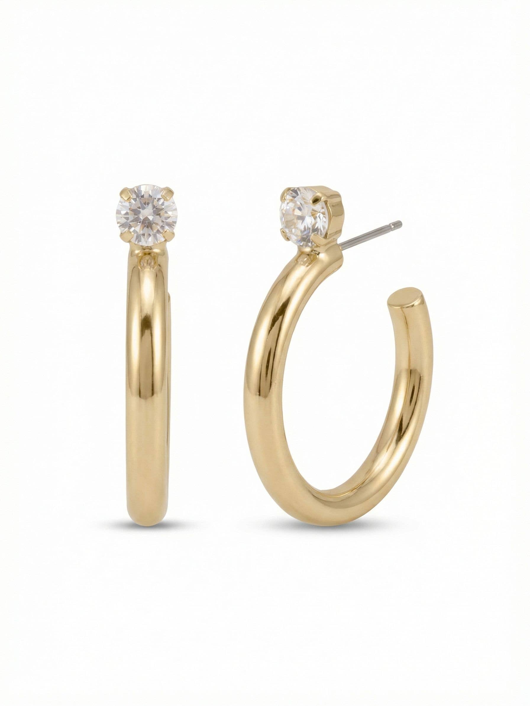 Keeley Studded Hoop Earrings | Clear