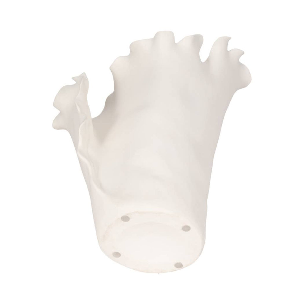 Decorative Vase - White Ceramic Handmade Ruffled Edge, 15 in
