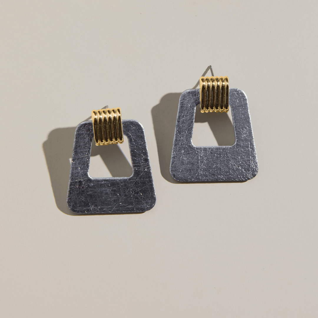 Vintage Silver Mixed Metal Avery Doorknocker Earrings