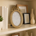 Photo Frame - Gold Polyresin Oval Coquette with Bow, 4x6 in.