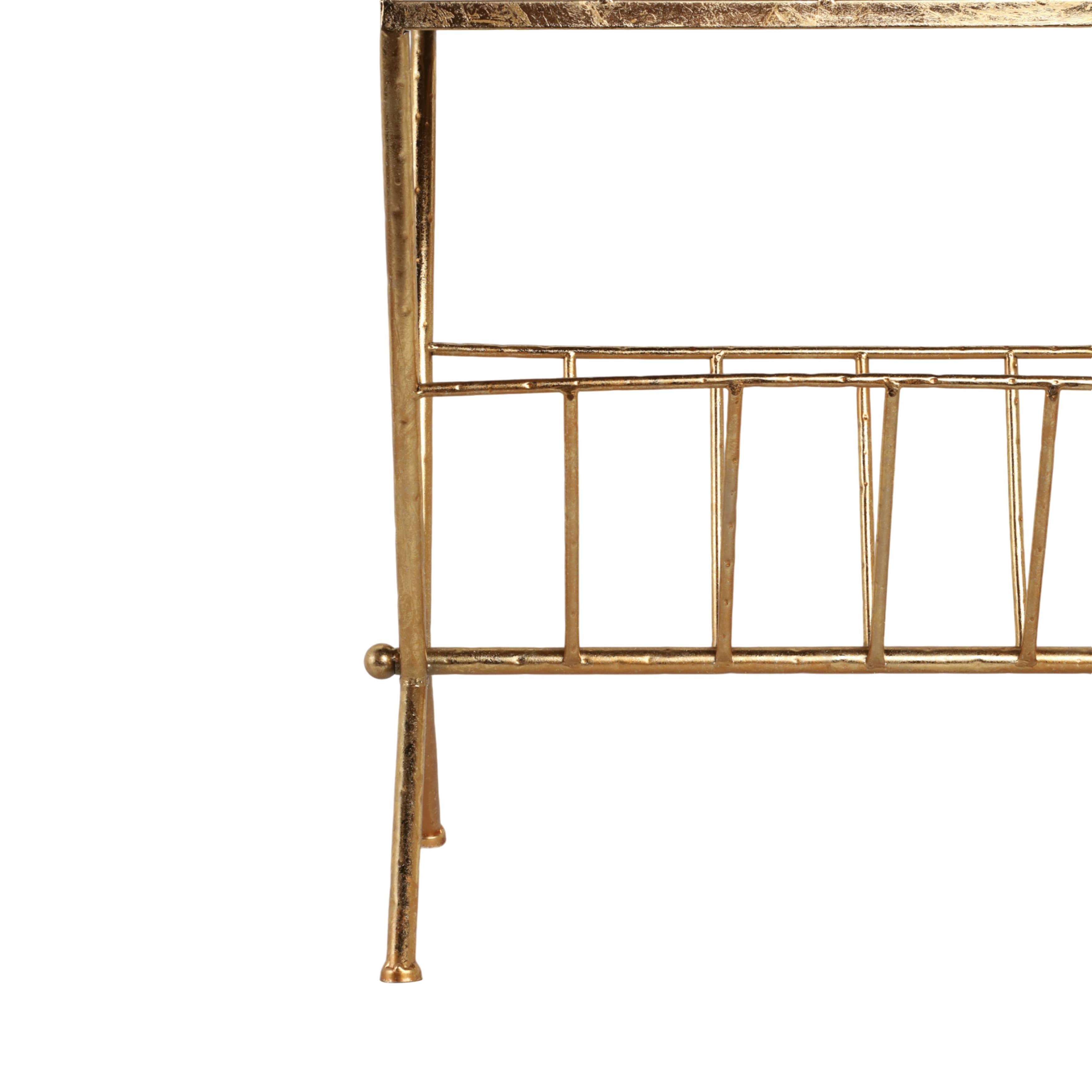 23 in. Tall Gold Metal 2 Tier Mirrored Magazine Bookcase