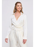Crinkle Satin Tie Wrap Shirt