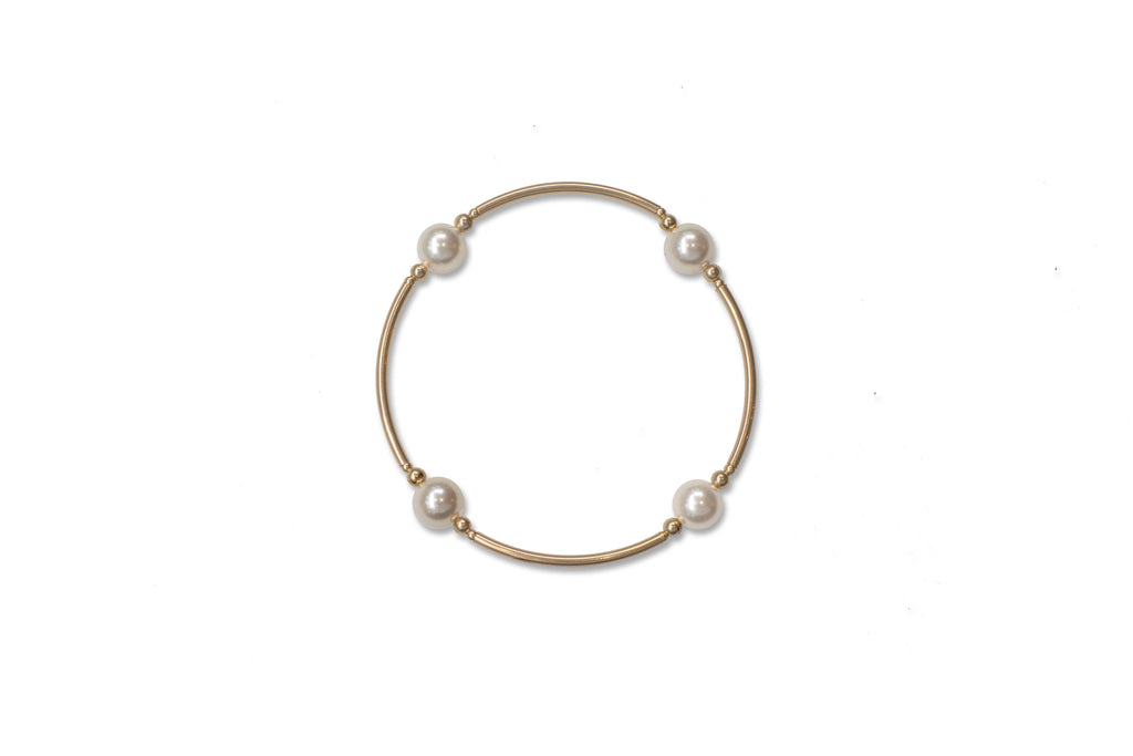 8mm White Pearl Blessing Bracelet in Gold - June : S