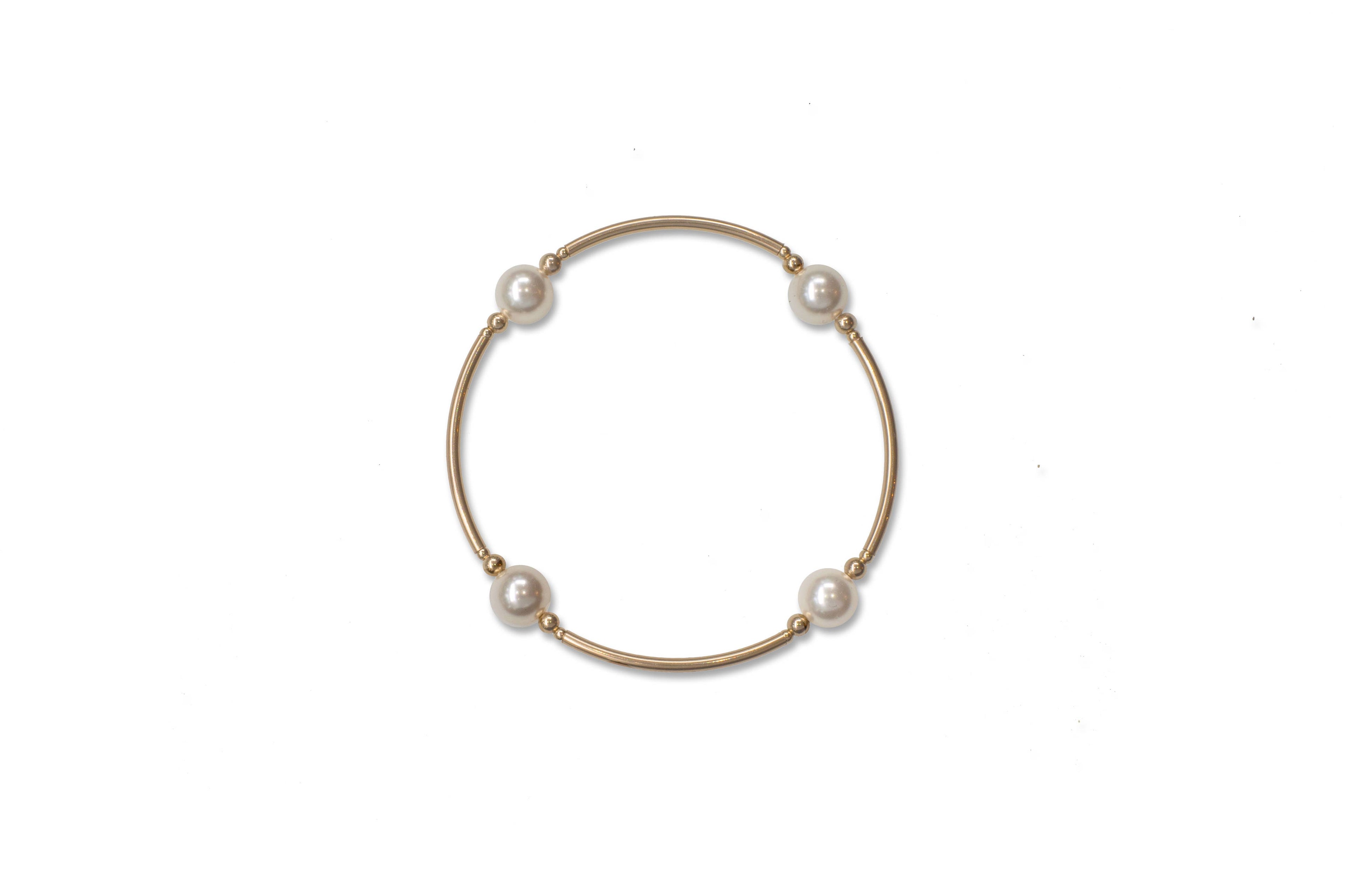 8mm White Pearl Blessing Bracelet in Gold - June : S