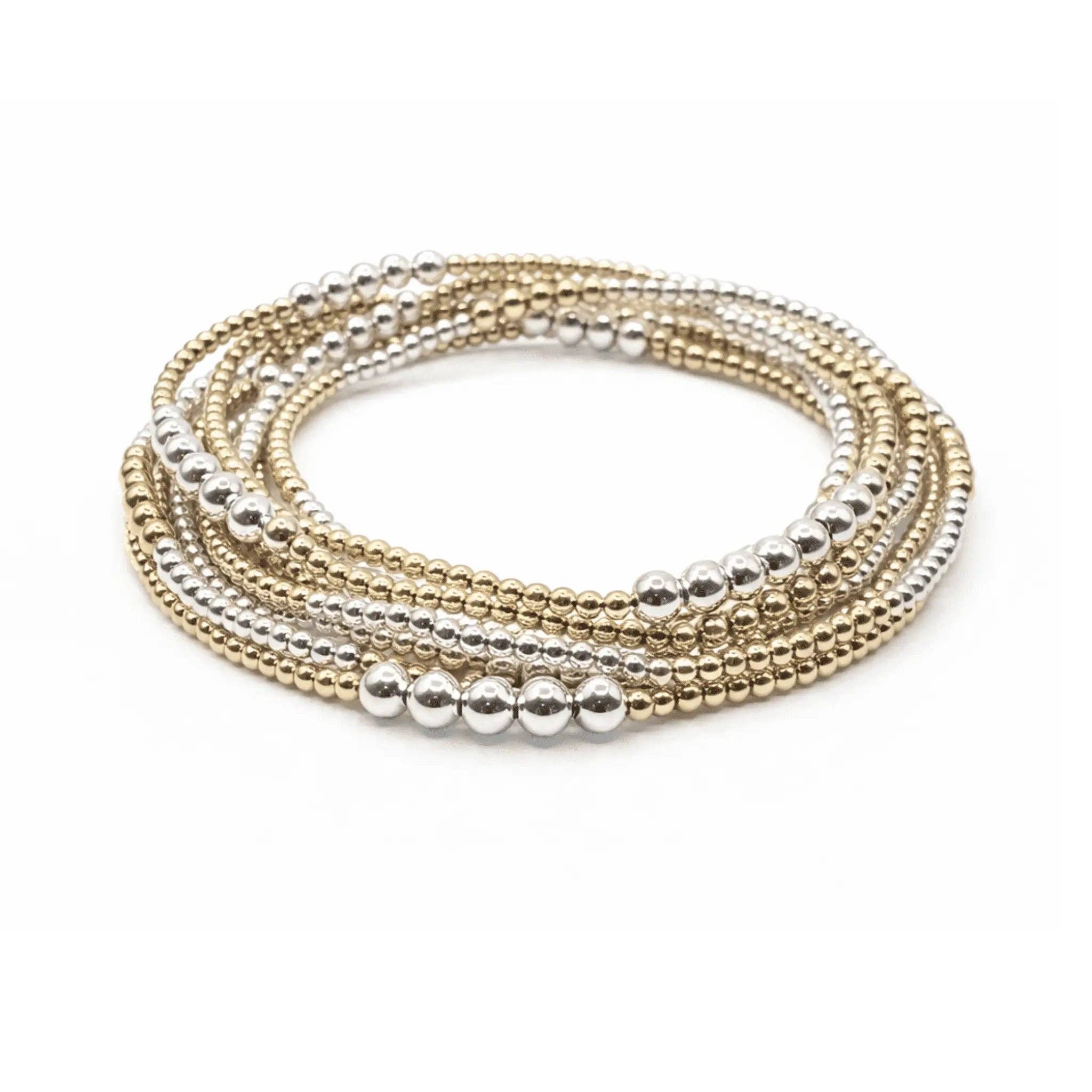 The Hamptons Mixed Metal 2x4 Beaded Bracelet: 6.5"