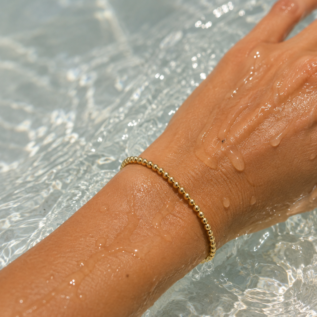 3mm Gold Filled Karma waterproof bracelet: 6.5"
