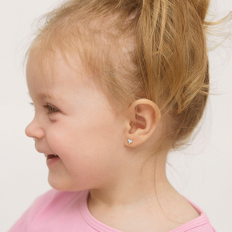 Classic Polished Heart Girl Earrings
