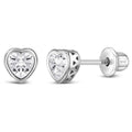 CZ Birthstone Heart Girls Earrings