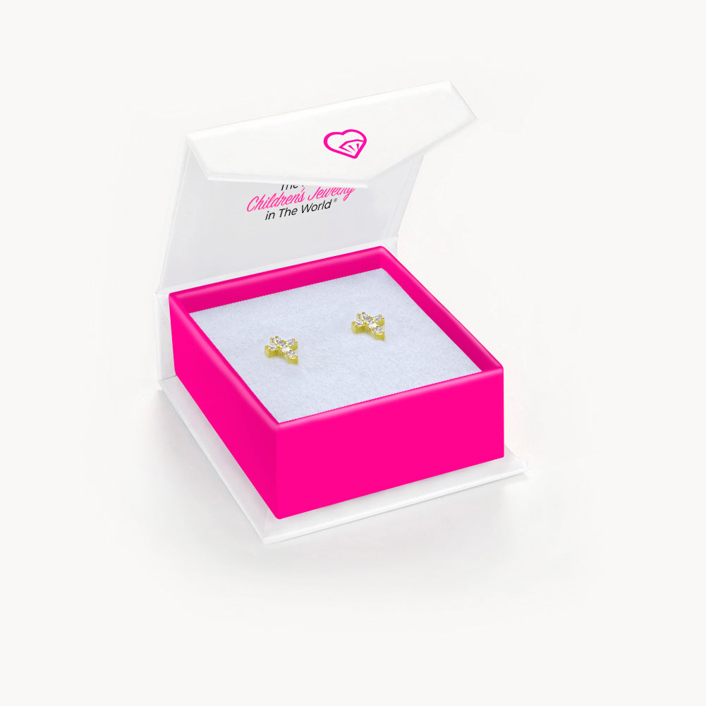 Cubic Zirconia Cross Girl Earrings
