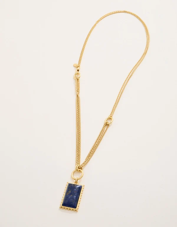 Highlands Layered Necklace 28" Dark Blue