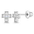 Tiny Classic CZ Cross Kids Earrings