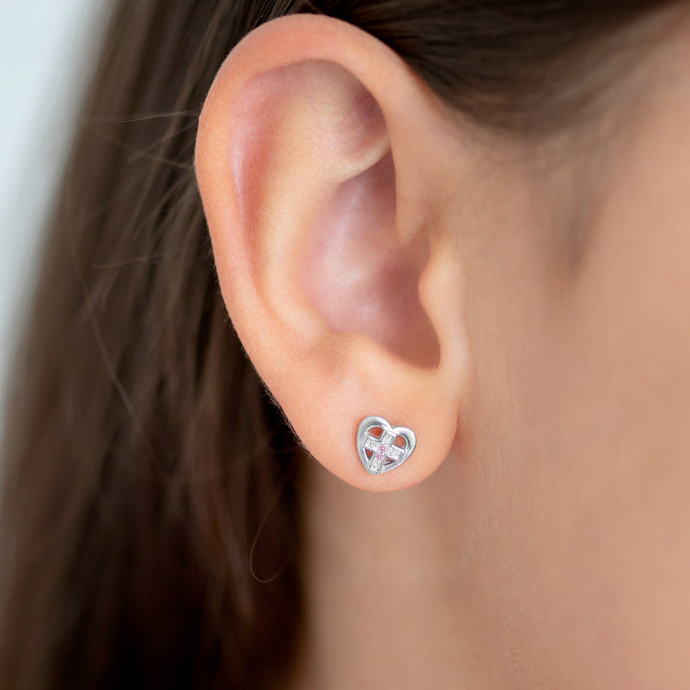 Love of God Heart Cross Earrings
