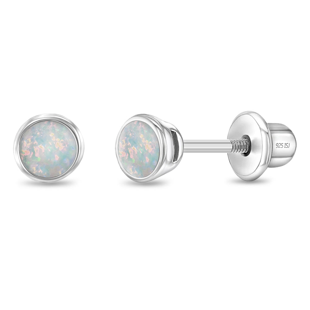 Bezel Opal Girl Earrings