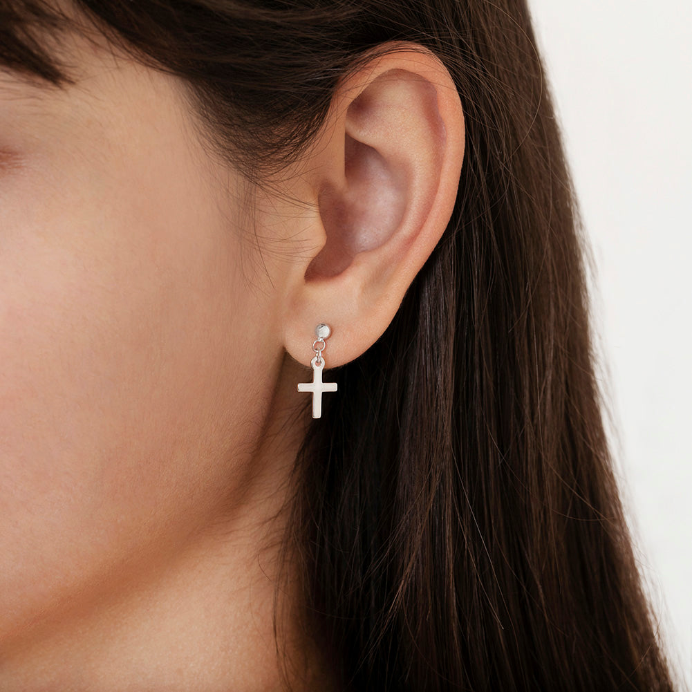 My First Dangle Cross Kid Earrings