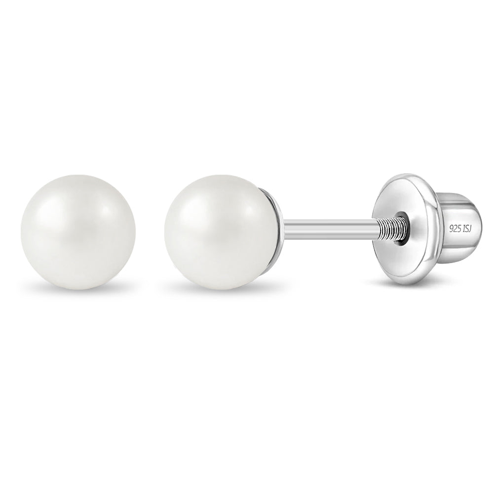 Classic Simulated Pearl Toddler Earrings