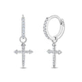 Dangle Cross Teen Huggie Earrings