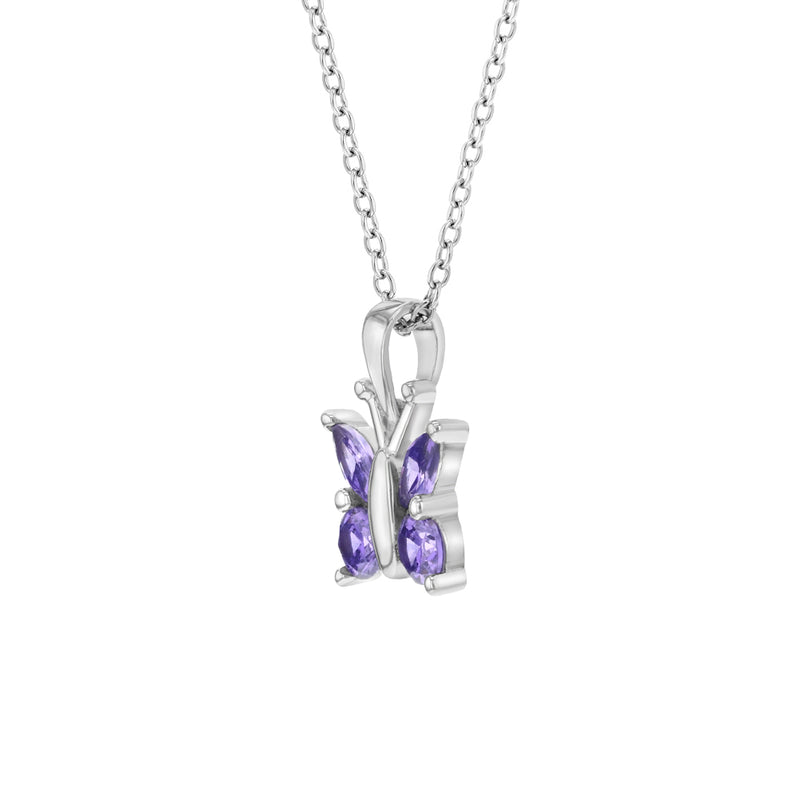 Purple CZ Butterfly Children's Necklace