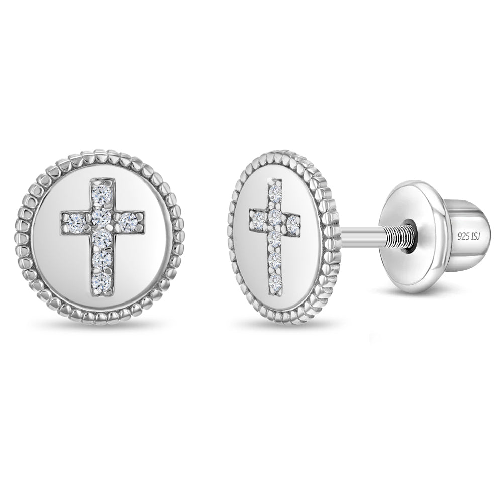 Glittering Grace Cross Girl Earrings