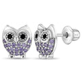 Hoot CZ Owl Girl Earrings