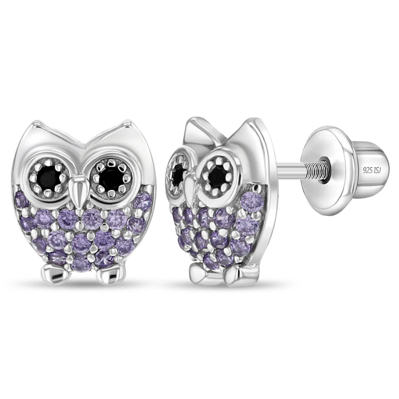 Hoot CZ Owl Girl Earrings