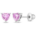 CZ Birthstone Heart Solitaire Children Earrings