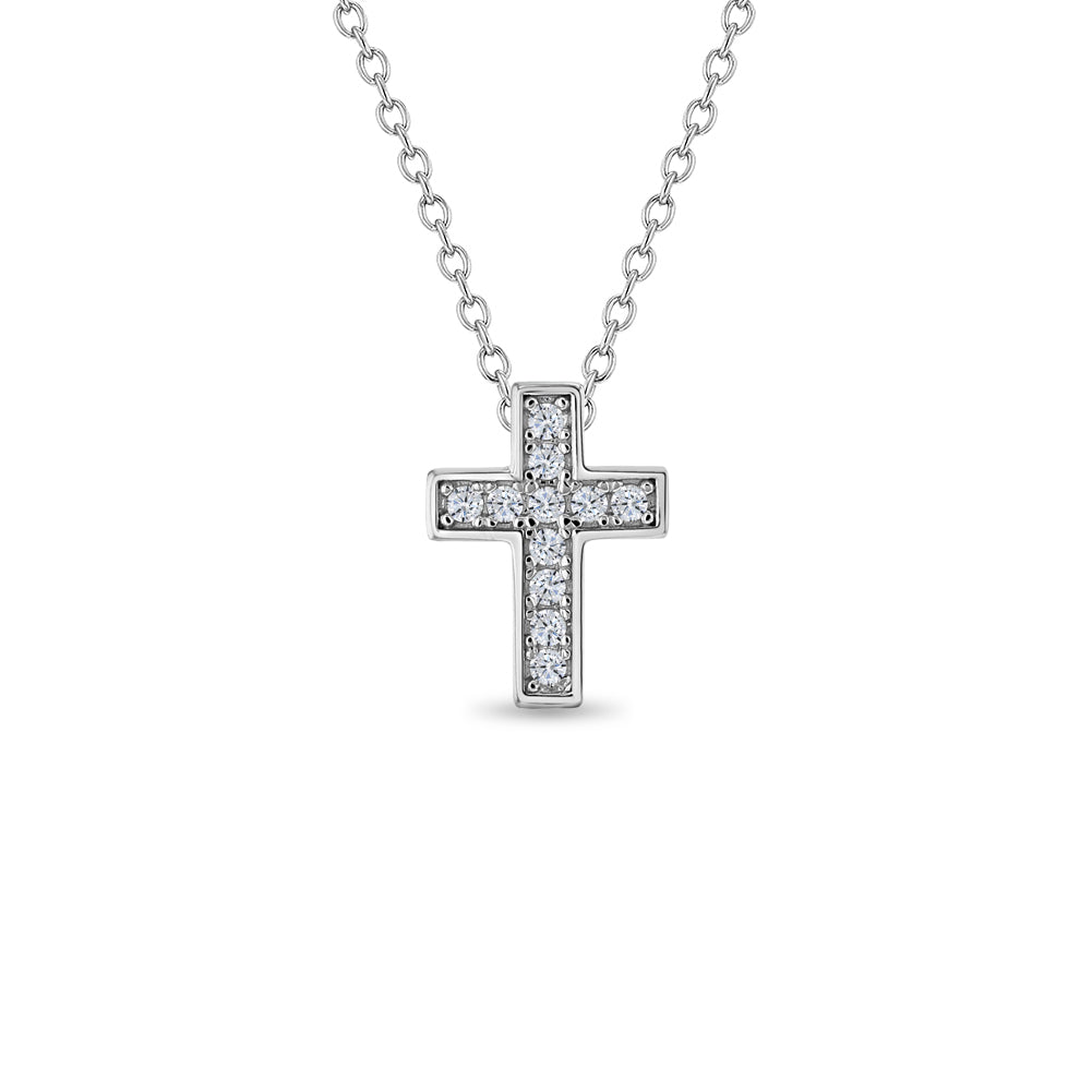 Clear Cross Girls Pendant Necklace
