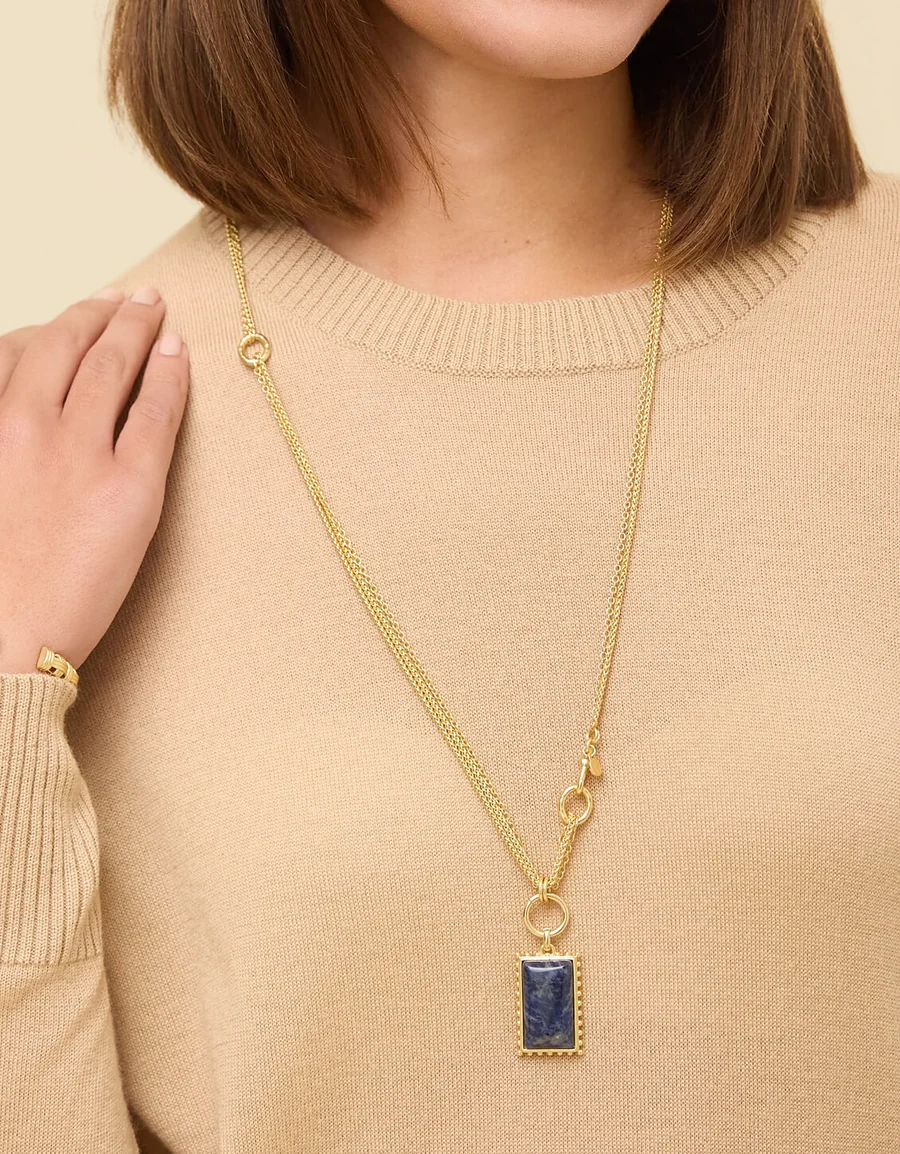Highlands Layered Necklace 28" Dark Blue