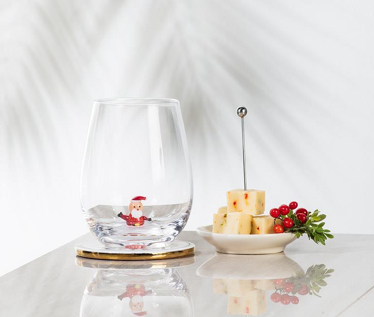 Santa Icon Stemless Wine Glass