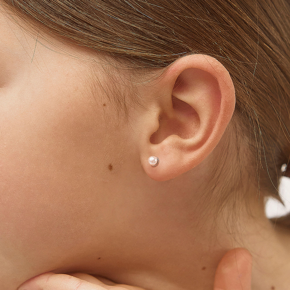 Pink Tone Pearls Baby Earrings