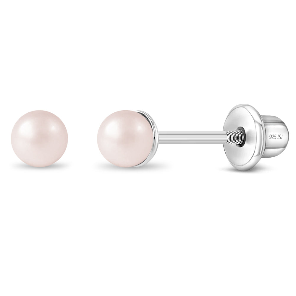 Pink Tone Pearls Baby Earrings