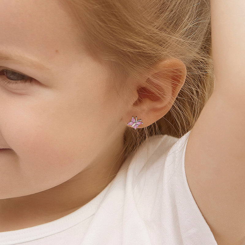 Dainty CZ Butterfly Toddler Earrings