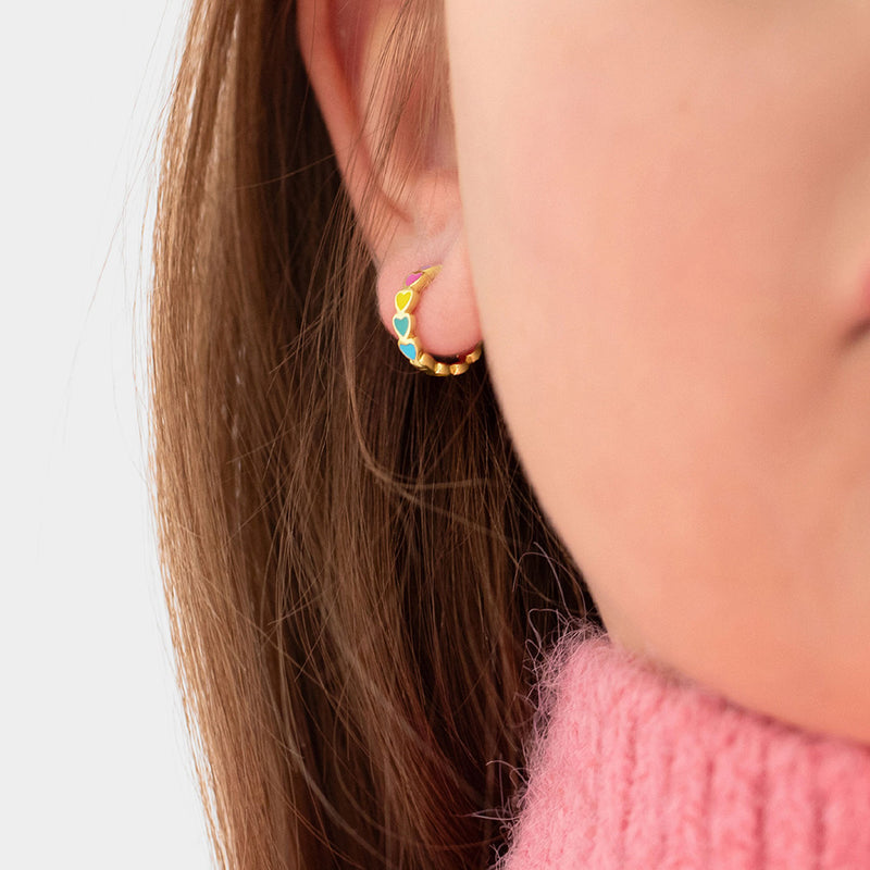 Enamel Cascading Heart Girl Earrings
