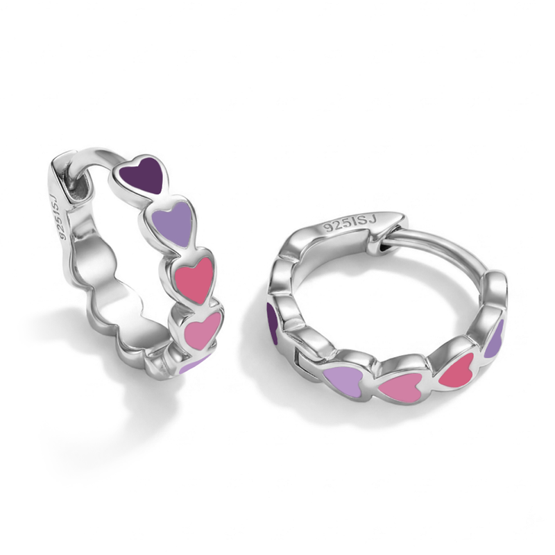 Heart Cascade Girls Huggie Hoops