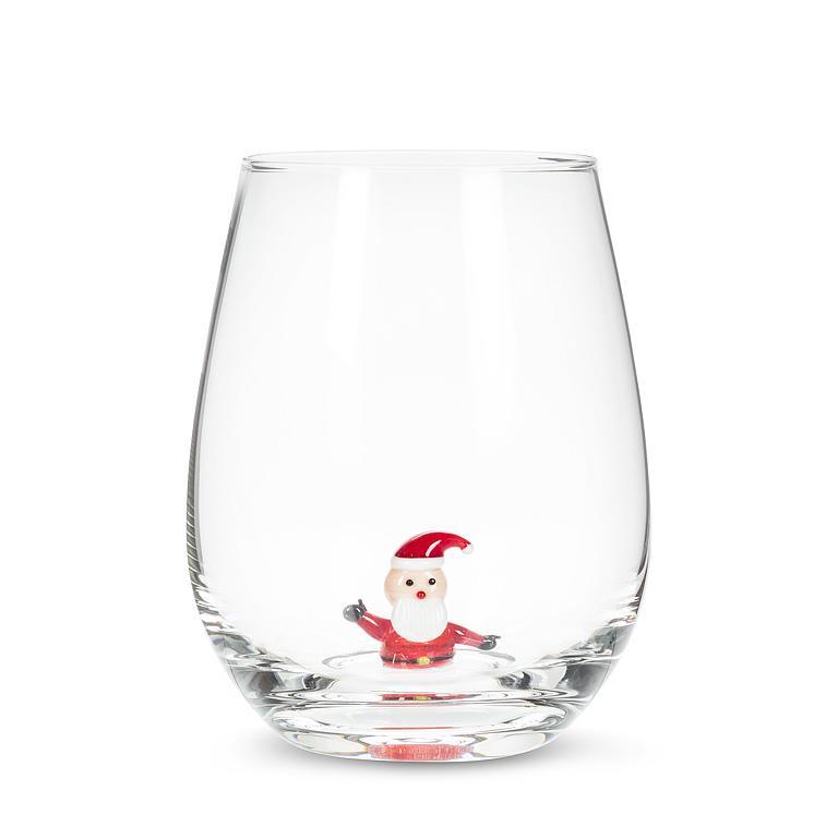 Santa Icon Stemless Wine Glass