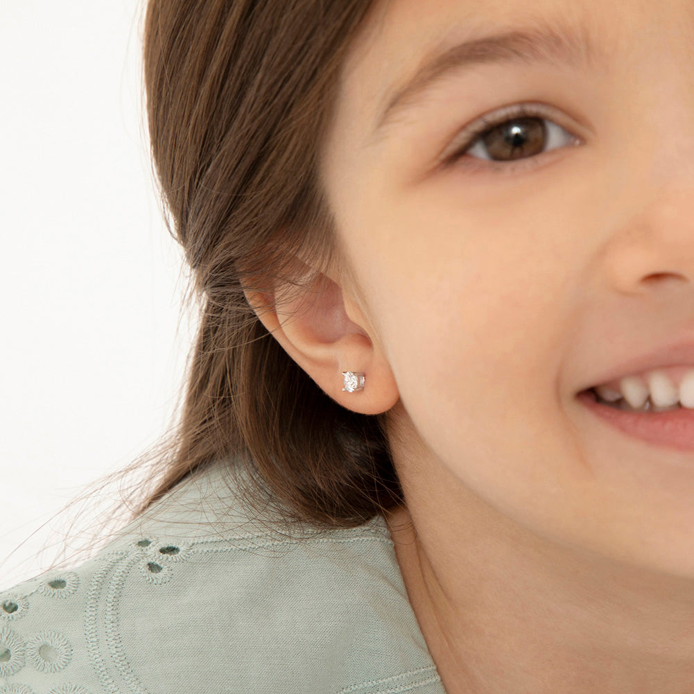 Classic Round Solitaire Girl Earrings