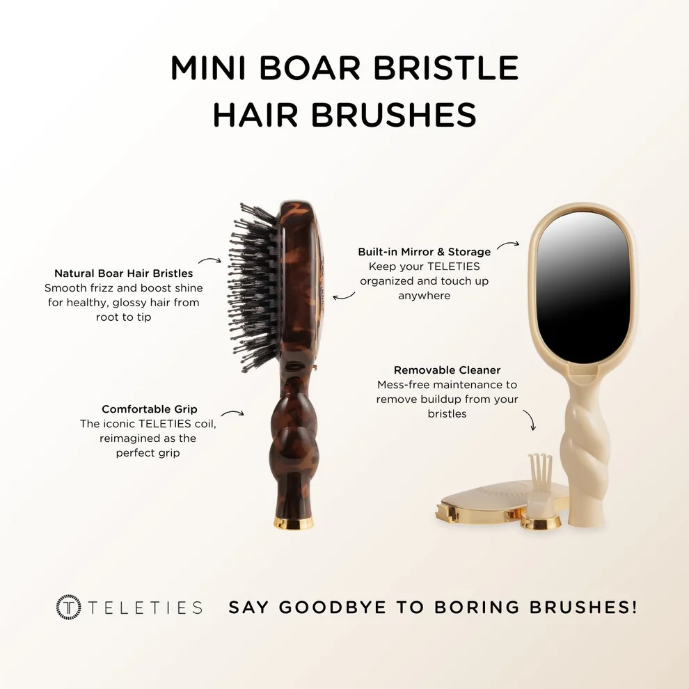 Mini Boar Bristle Hair Brush | Tortoise