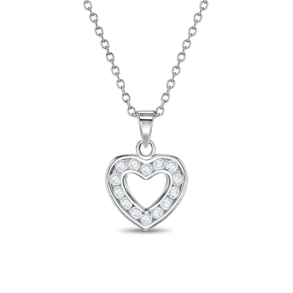 Open CZ Heart Children's Necklace