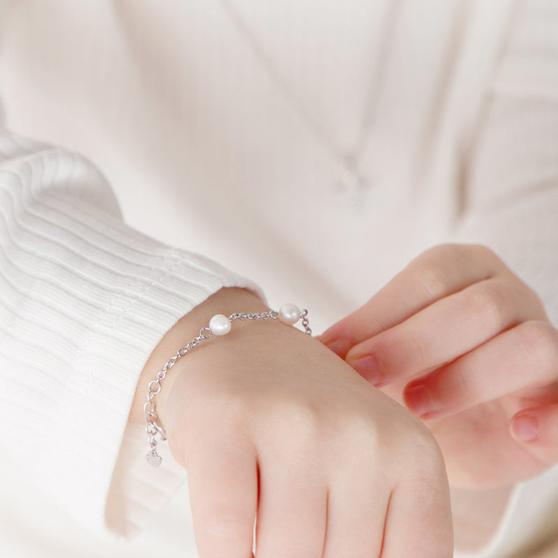 Chain & Freshwater Pearl Satelite Bracelet