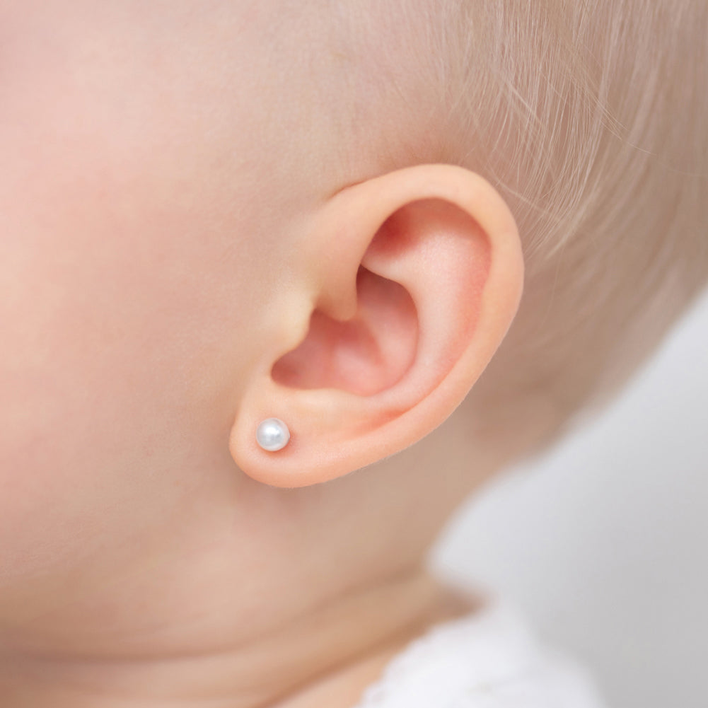 Classic Simulated Pearl Toddler Earrings