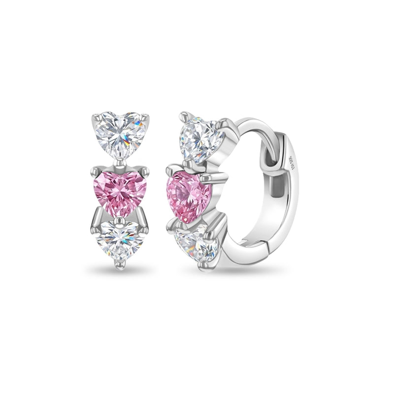 Cascading CZ Heart Girls Hoop