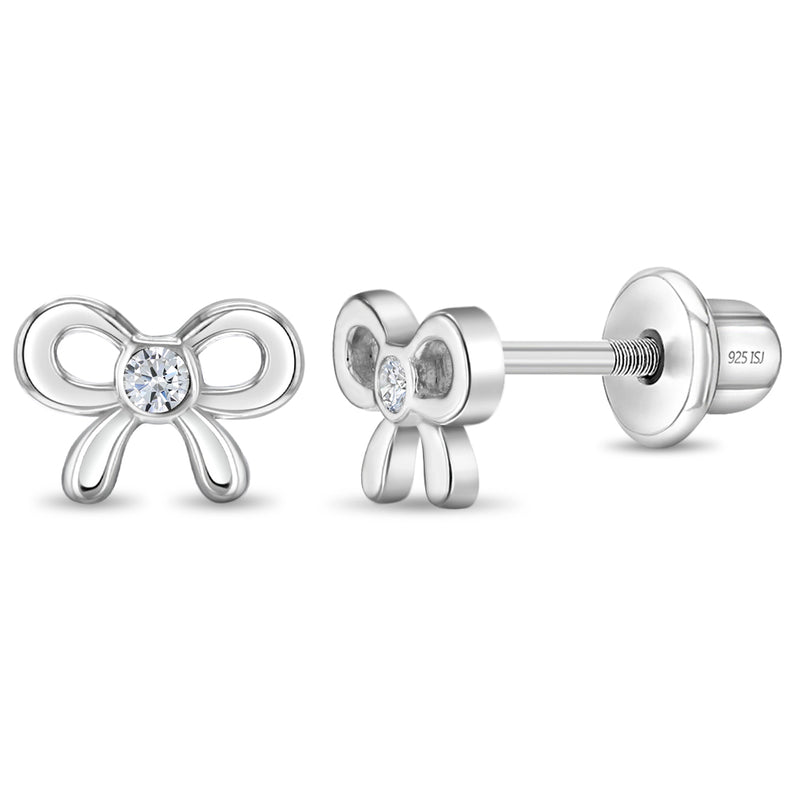 Delicate CZ Bow Toddler Earrings