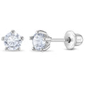 Classic CZ Birthstone Solitaire Children Earrings