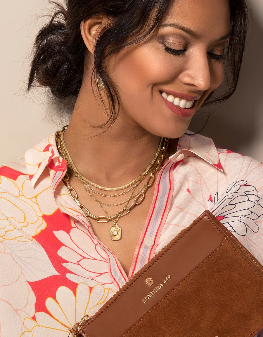 Radiant Window Layering Necklace Gold