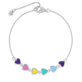 Rainbow Enamel Heart Girls Bracelet