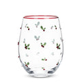 Holly with Berries Stemless Wine Glass