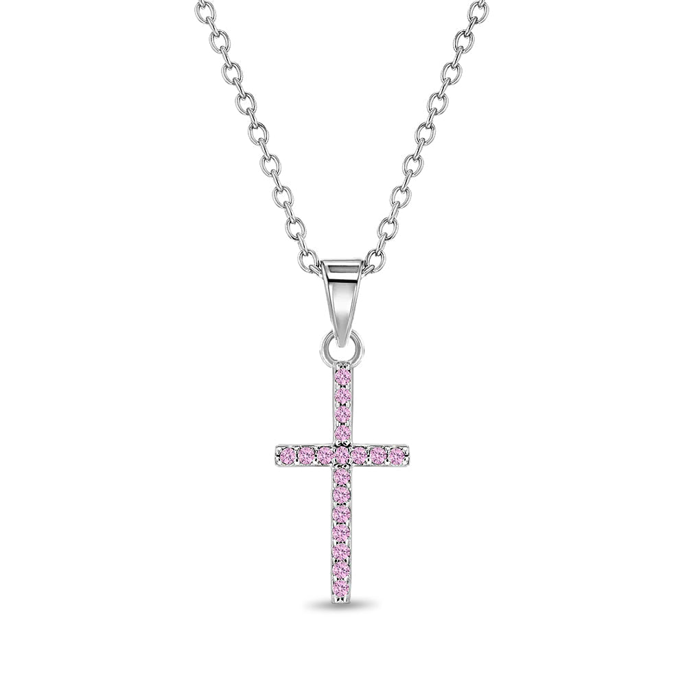 Cubic Zirconia Religious Cross Children's Necklace